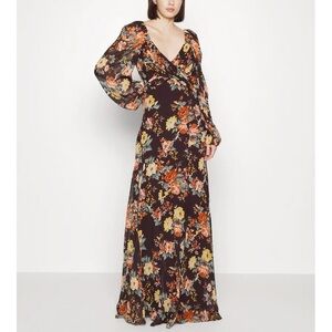 Veronica Beard Maxi Silk Floral Long-Sleeve Avani Dress
